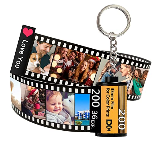 5 Personalized Custom Camera Film Roll Keychains: A Colorful Photo Reel Album as Personalized Photo Gifts