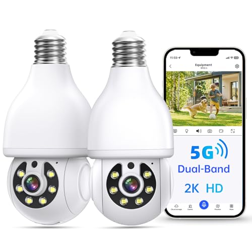 5G/2.4G WiFi Outdoor Security Cameras with Motion Detection and Two-Way Talk: A Comprehensive Review of Light Bulb Cameras Compatible with Alexa (2 Pack)