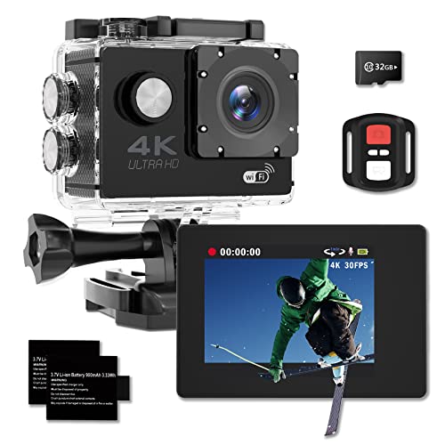 Action Camera 4K: A Comprehensive Review of the Ultra HD 170° Wide Angle Waterproof Camera with APP, 30m/98ft Underwater Capability, and 2 Batteries - Including Mounting Accessories Kit and 32G SD Card [2023]