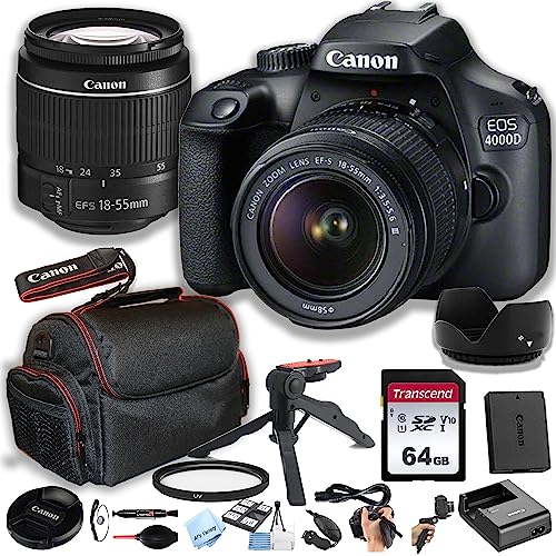 Canon 4000D DSLR Camera: Review, Pros and Cons, and 23pc Professional Photo Bundle (2024)