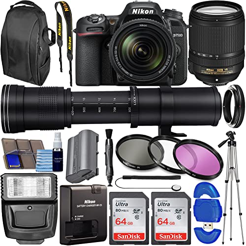 Nikon D7500 DSLR Camera Bundle: Review, 18-140mm VR Lens, 420-800mm Super Zoom, 128GB Memory, and More