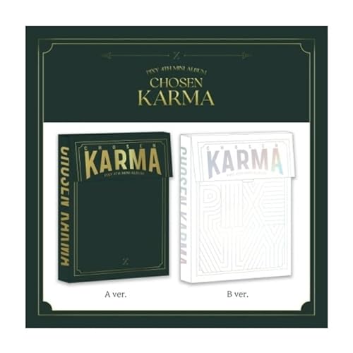 PIXY Chosen Karma 4th Mini Album B Version: Review and Unboxing of White Color CD Set with PhotoBook, Lyrics, PhotoCards, Scratch Message Card, Sticker